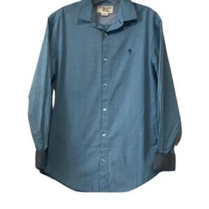 Men’s An Original penguin classic fit blue casual gingham dress shirt Small